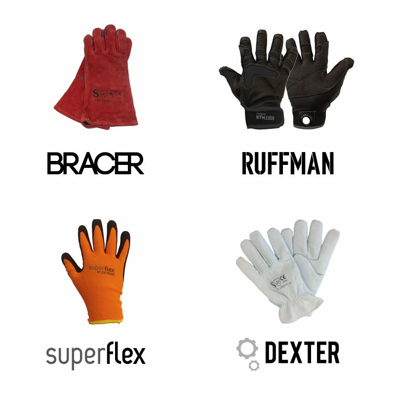 Med Ruffman, Dexter, Bracer og Superflex har du som kunde nu det bedste overblik over Stennevads kvalitetshandsker.